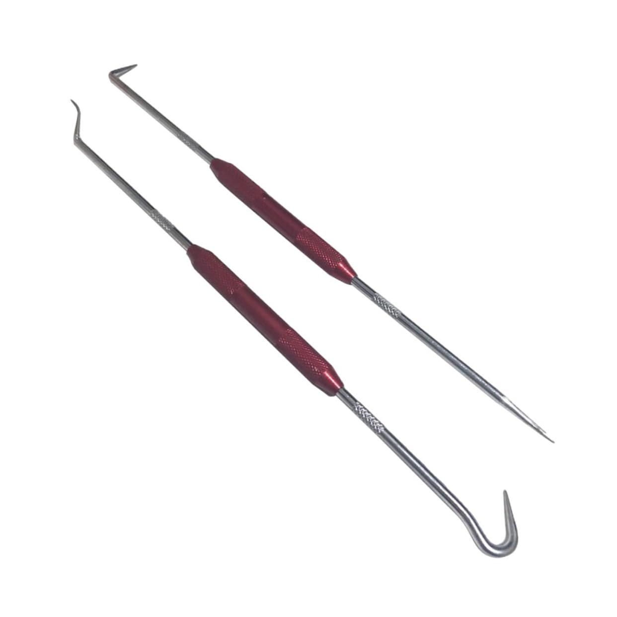 HOODANCOS Oil Seal Gasket Puller Tool 2pc Mini Crochet Hooks Aluminum Alloy Handle Car Repair