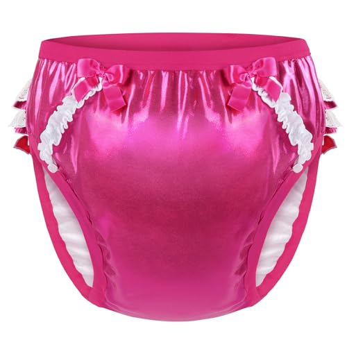 Image of Littleforbig Comfortable Washable Reusable Ruffled Lace Bow Pretty Shiny Glitter Waterproof Adult Training Pants