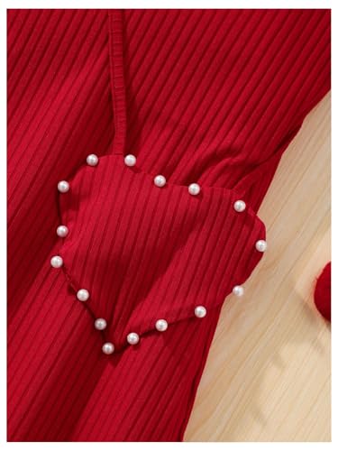 Girl's Pearls Dress Crewneck Puff Sleeve A Line Flared Dresses4