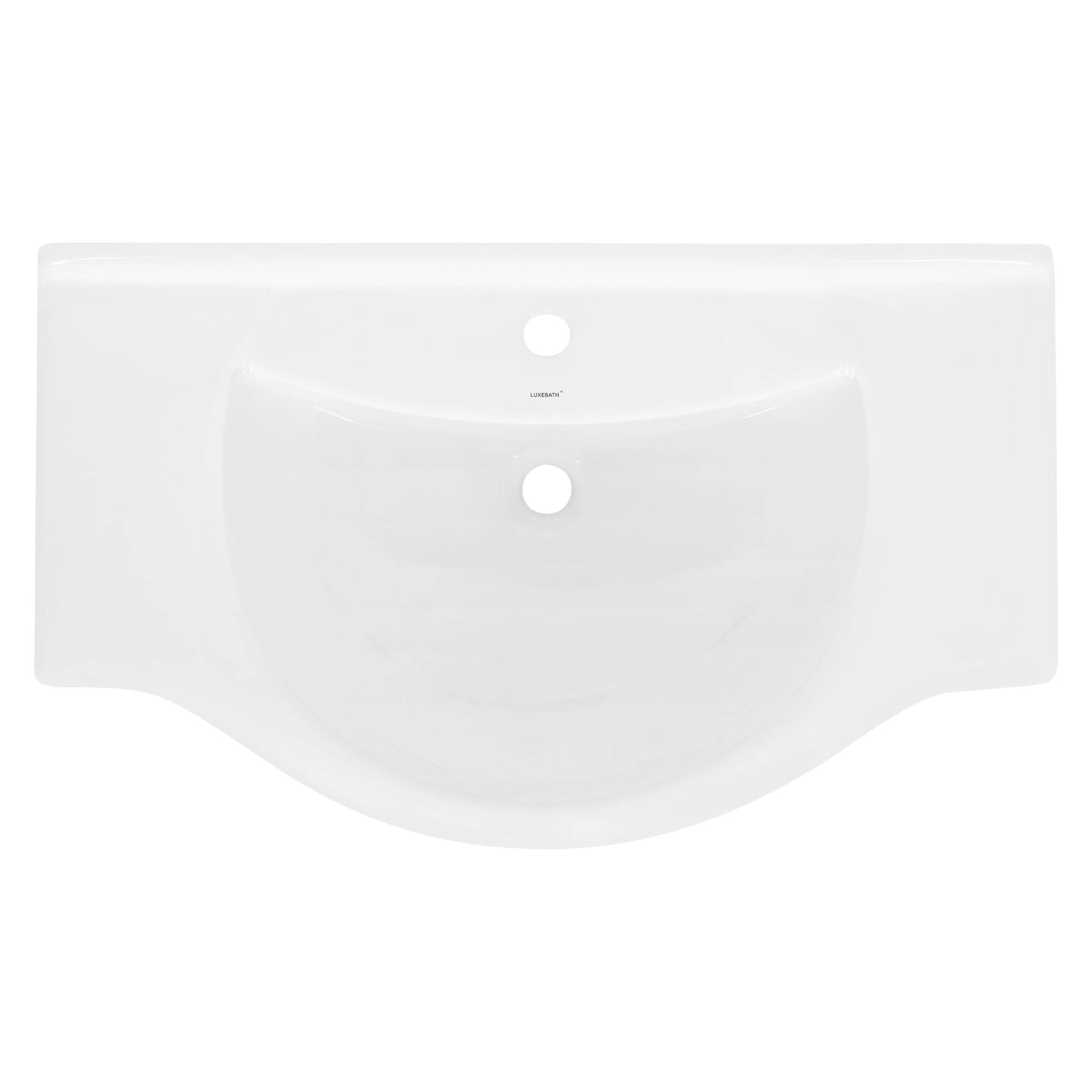 LuxeBath Waschbecken aus Keramik Weiß 86x21,5x51,5 cm inkl. Ablaufgarnitur, Einbauwaschbecken mit Überlauf, Aufsatzwaschbecken Einbauwaschtisch Waschschale Waschplatz Handwaschbecken, für Badezimmer