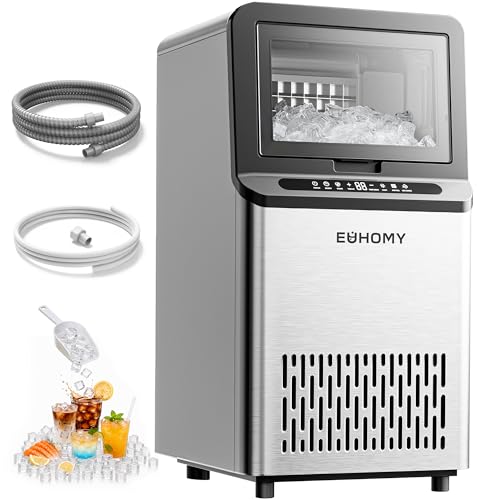 Image of EUHOMY Commercial Ice Maker Machine, 110lbs /24H, Stainless Steel Under Counter Ice Maker with 22lbs Storage, Self-Cleaning, Freestanding Ice Machine for Home /Bar /Cafe /Restaurant
