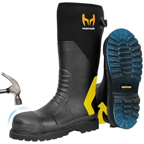 HUNTHOR Rubber Boots – Steel Toe, Puncture-Proof, Neoprene