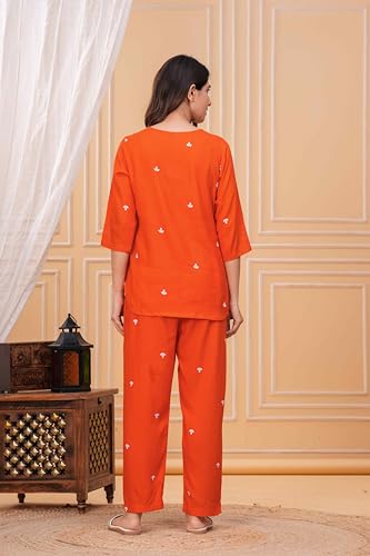 Image of Women's Printed Night Suit Set Pajama with Top Lightweight Soft & Comfy Sleepwear for Girls & Women