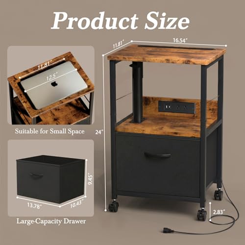 Faesun Swivel Nightstand with Charging Station - Image 3