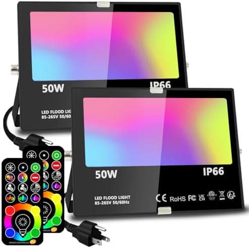 MELPO Led Flood Light 500W Equivalent, RGBW Led Outdoor Colored Floodlight