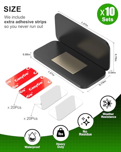 Image of 10 Pack Black Magnetic Door Catch, Ultra Thin Cabinet Door Magnets, Adhesive Drawer Magnets to Stay Closed, Stainless Steel Cabinet Latch Easy to Install with Double Sided Tape