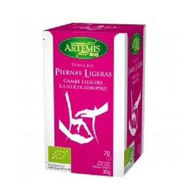 ARTEMIS - Infusión Orgánica Piernas Ligeras - con Vid roja, Ginkgo, Arándano - Vaciado y Desinflado - 20 filtros