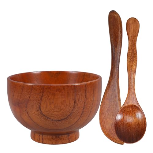 MOLUCKFU Set de 3 Piezas para Faciales de Madera Natural Cuencos Ergonómicos para Mezclar Faciales con Cuchara y Espátula Herramienta Mezcladora para Cuidado Facial en Spa y Uso