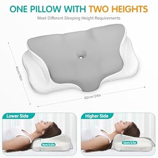 Ehomfory Cervicale Ergonomico Cuscino Memory Foam per Dormire, Cuscino Memory Foam per Supporto Cervicale con Federa Sfoderabile e Lavabile