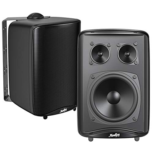 Moukey Passive 3-Way Indoor - Outdoor Speakers Pair, Waterproof Stereo Bookshelf Speakers with Powerful Bass, All-Weather Durability, Swivel Bracket, Expansive Stereo Sound Coverage - M20-2 Moukey Passive 3-Way Indoor - Outdoor Speakers Pair, Waterproof Stereo Bookshelf Speakers with Powerful Bass, All-Weather Durability, Swivel Bracket, Expansive Stereo Sound Coverage - M20-2
