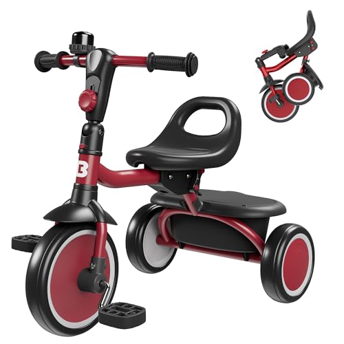 Image of besrey Toddler Tricycle with Bell, Kids Tricycle Age 18 Months to 5 Years, Kids Trike, Toddler Bike for 1.5-5 Year Olds, Baby Trike, Gifts & Toys for Boys & Girls, Red