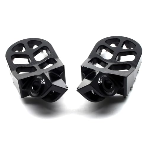 Image of MZS Dirt Bike Foot Pegs for 65 85 125 250 450 660 690 950 1090 1290 Models | Black CNC Aluminum Alloy Footrest, Skeleton Wide Footpeg, Non-Slip Stainless Steel Foot Pins, fits Enduro Adventure MX Bikes