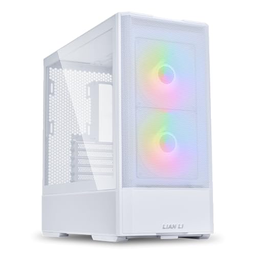 Lian Li LANCOOL 207 Gaming PC Gehäuse ATX Weiß - Midi Tower PC Gehäuse mit RGB-Beleuchtung, Grafikkarten bis 375 mm, bis zu 360 mm Radiator, White Case Stahl, Gehärtetes Glas