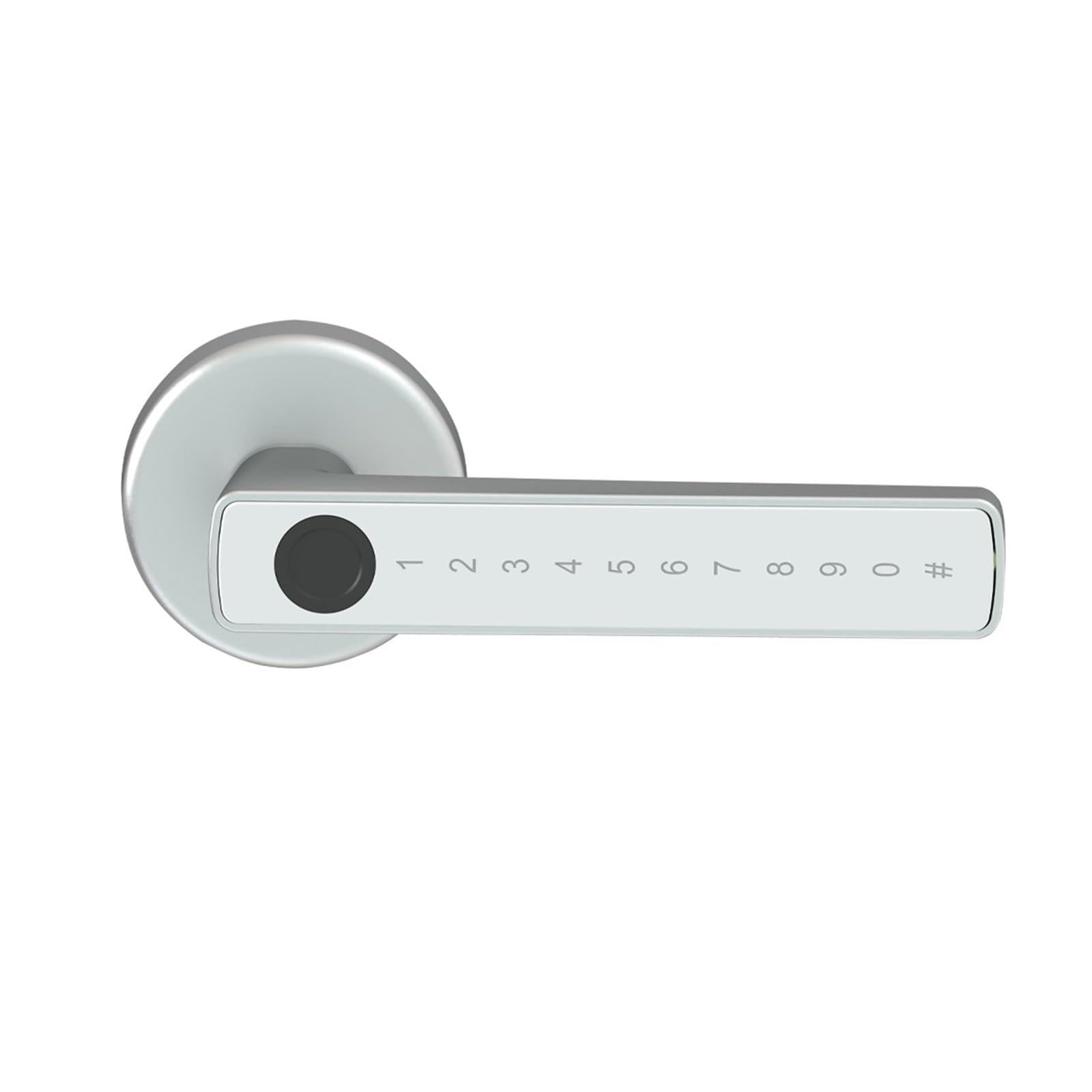 JVDDI Smart Door Handle, M5 Smart Fingerprint Door Lock Digital Electronic with Password/Key/IC Card/Smartlife/APP Unlock(Silver)