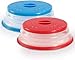 2PCS Tapa para Microondas Plegable,Colador plegable para microondas,para Calentamiento por Microondas y a Prueba de Salpicaduras,Conservación de Alimentos (Rojo + azul)