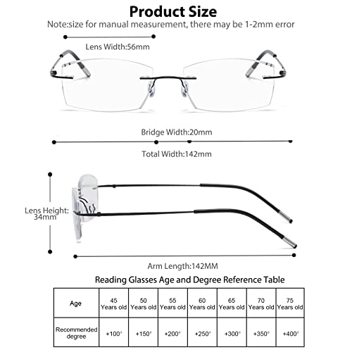 Photochromic Progressive Multifocal Reading Glasses Men Women Rimless Multifocus Readers Diamond Cut Blue Light Blocker No Line Spring Hinge Titanium Eyeglasses Transition Sunglasses With Readers 2.5 #TOP5