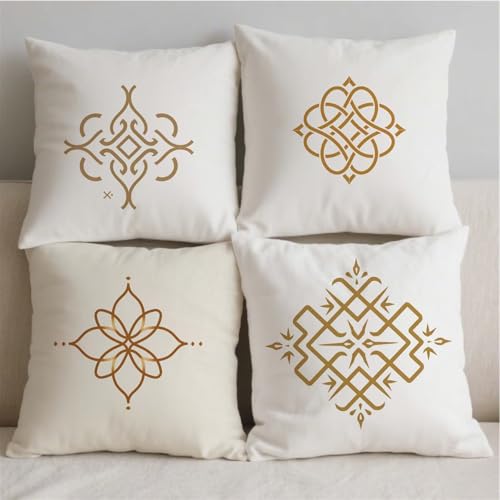 Housse de coussin mandala idée cadeau maison lot de 4 carrés - 3