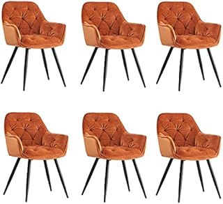 AINPECCA Dining chairs with Velvet Thick Padded Upholstered Kitchen Tub Chair Armchair with Backrest Metal Legs Living room Reception Leisure Chairs for Bedroom Lounge Office(Yellow,2)