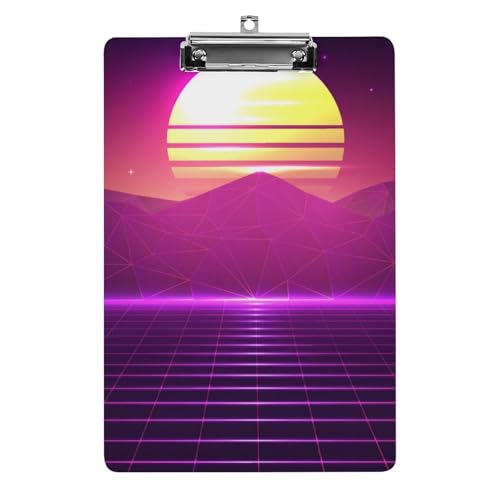 Clipboard A4 coucher de soleil rétro pour organiser vos documents au café