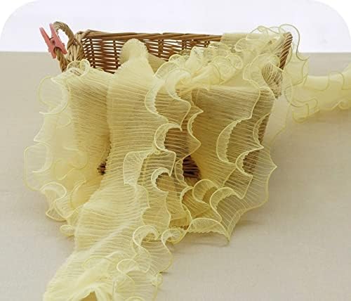 Miniatura 9 de Encaje plisado de malla de 4.7in de ancho, tela de costura, 3 niveles, cintas de encaje adecuadas para manualidades hechas a mano, adornos de encaje