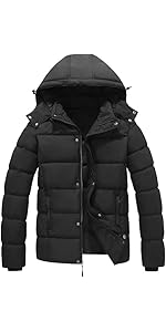 Blaq Ash Men's Faux Leather Biker Jacket with Removable Hood, Quilted Shoulder, Dark Brown 84 Blaq Ash Men's Faux Leather Biker Jacket with Removable Hood, Quilted Shoulder, Dark Brown - MSDeals