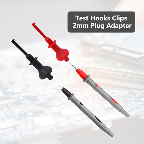 Image of 2Pcs Test Hooks Clips, Multimeter Leads Hooks,Multimeter Test Lead Kit Mini Test Hook Clip for 2mm Plug Test Probe Electronic Testing IC Grabber