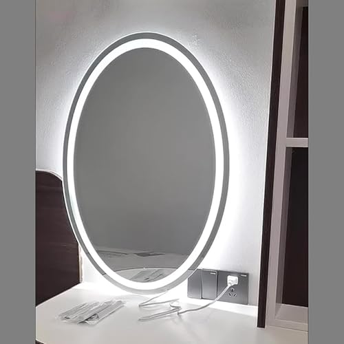 Miroir de salle de bain ovale DEL moderne désembueur éclairage variable