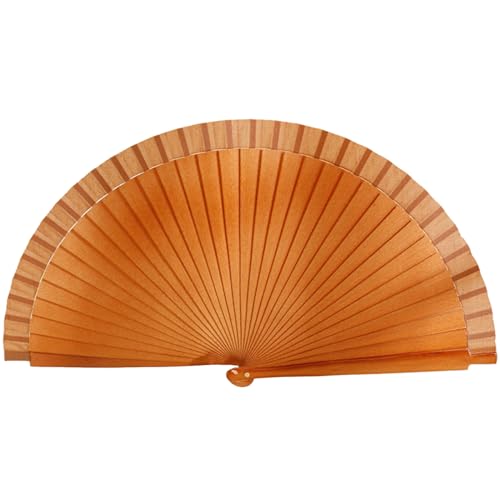 Rooyar Fashionable Spanish Fan Elegant Wooden Hand Fan Vintage Solid Color Plain Folding Fan Costume Parties Decorations, Brown