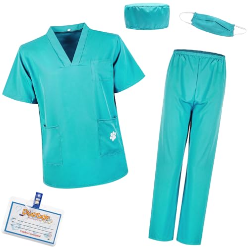 S3XY-FIV5 Kids Nurse Costume Doctor Costume Dentist For Kids Play House Pretend Play Dress Up Party Green 12-16 yrs 170cm