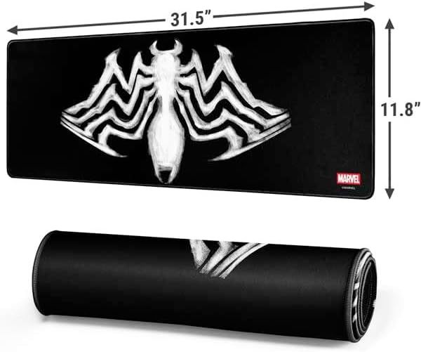 Skinit Large Gaming Mouse Pad - Officially Licensed Venom Logo Design with Stitched Edges, Waterproof, Non-Slip Rubber Base, Desk Mat for Keyboard & Mouse, 31.5" x 11.8" inches
