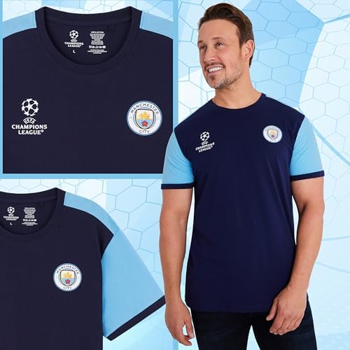 Manchester City F.C. Men's T-Shirts, Short Sleeve Soft Crew Neck Soccer Shirts