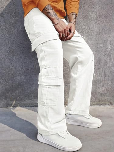 Image of URBAN POCKETS Jeans for Men | Denim Cargo Pants with Relaxed Fit & Utility Side Pockets (2-D-Pocket-U03-U05)