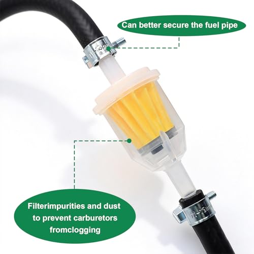 Image of 1 /4 Inch (6MM) ID Fuel Line Hose Kit: 2m /6ft Hose, 2 x 5 /16 inch Inline Filters with Magnet, 10 x Adjustable Mini Clamps (7 /16 inch-1 /2 inch) for conveying gasoline, E-85, diesel, and bio-diesel