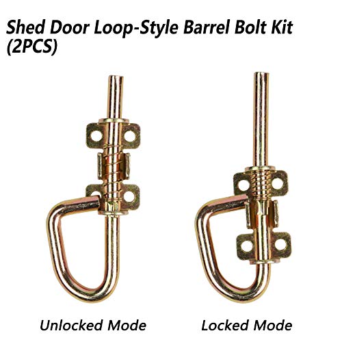 Spring Barrel Bolts - Loop Style Door Latch Hardware Lock Barrel Bolt Gate Latches For Shed,Gates,Doors,Garden,Wooden Window,Fence,Playhouse,Chicken Coop,Include Screws|1 Pair #TOP1