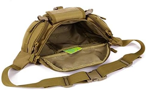 Vista 2 de Bolsa riñonera táctica de nailon, para hombre o mujer, para viajes, deportes, campamento, senderismo, caza, pesca, cinturón., #02Caqui), BN073