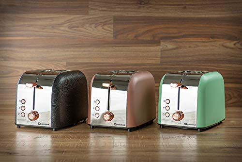 SQ Professional Epoque 2 Slice Toaster with Rose Gold Accents, High-Lift, Wide Slots & 6 Browning Options 900W (Pink)