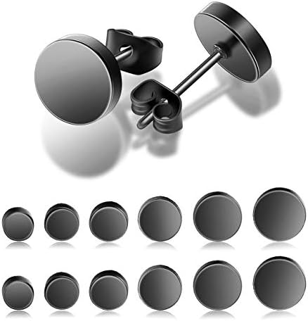 AllerPierce Round Stud Earrings Set Stainless Steel Ear Studs for Men Women 6-8 Pairs 3mm-8mm