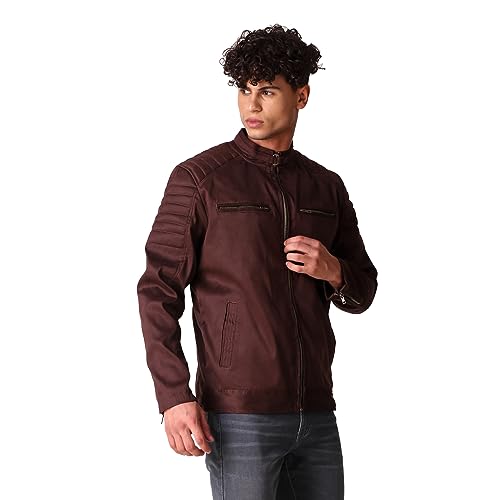 Image of Leather Retail Men's Suede Coffee Faux Leather Jacket