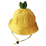 Lustiger Gelber Fischerhut Blatt-Form Bucket Hat Sonnenhut Anglerhut für Mädchen Jungen DIY Kappe für Kinder Sonnenschutz-Kappe mit Kordelzug Sichtbare Kindergarten-Cap Outdoor-Sicherheits-Hut