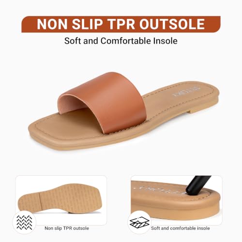 Image of FITORY Womens Slide Sandals Dressy Flat Comfortable Slippers for Summer