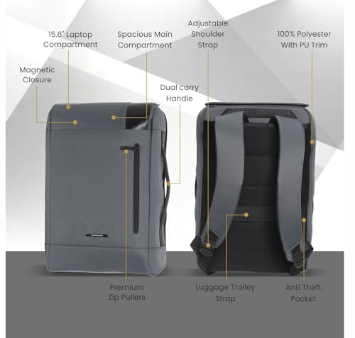 Image of Swiss Military VERTEX Laptop Backpack for Men & Women Fits 15.6 inch Laptop, Water Resistant Backpack with Anti Theft Pocket & TSA Approved Lock, Dual Carry Handles, Trolley Strap Office College Bag