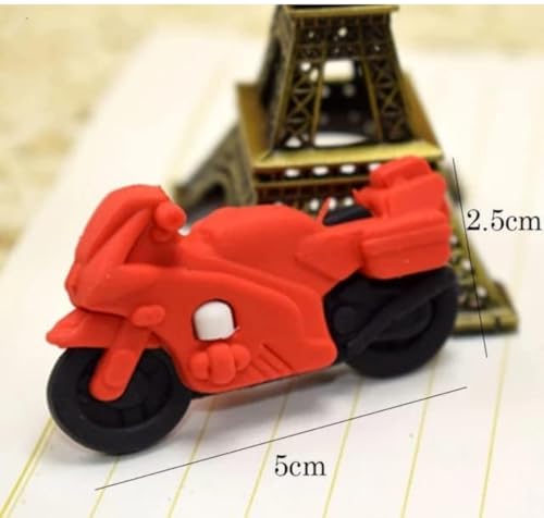 Image of (Bike Erasers 4 Pcs) Cute 3D Motorcycle Bike Shape Rubber Pencil Erasers, Stationery for Kids School Boys Girls, Birthday Return Gifts(QS2), Multi-Color
