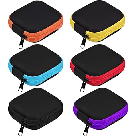 LUOCAI 6 PCS Earphone Cases Headphones Travel Organizer Case Portable Earbuds Case Storage Box Mini Earphones Carrying Case Earphone Case Pouch Earbud Case Bag for Earphone USB Cable Charger Cover