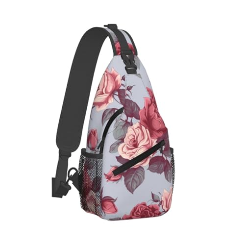 Bolso sling unisex negro floral para viaje y paseo miniatura 7