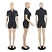 NSHYPOI Short Jumpsuits for Women Fashion Cargo Plain Color Front Zipper Tight Romper Overalls Black XXL