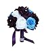 Toss Bouquet - Turquoise, White, Purple with Silver Accents Artificial Flowers