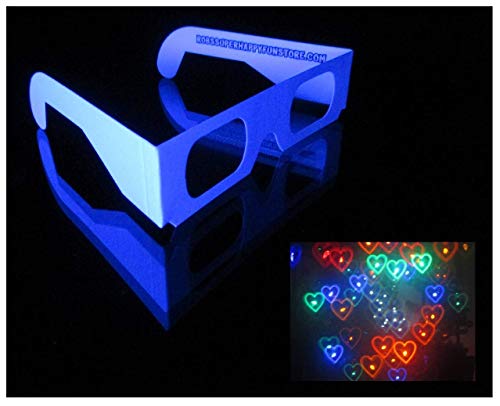 Rob's Super Happy Fun Store Rainbow Hearts Fireworks Diffraction Glasses - 20 Paper Glasses - White Exterior Frame #TOP6