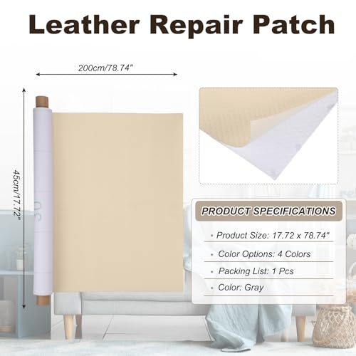 Patch de réparation en cuir perforé pour canapé et meuble blanc 45cm