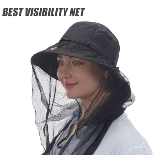 Image of USHAKE Head Net Hat, Safari Hat Sun Hat Bucket Hat with Hidden Net Mesh