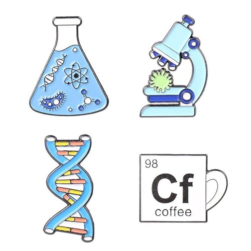 CHROMACRAFT 4 Stück Broschen Dekorative Metallbroschen zum Thema Biologie, kreative Personalisierte Broschen